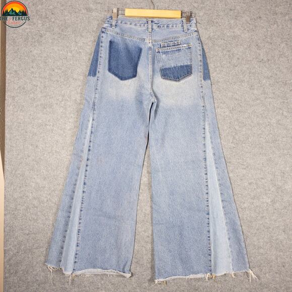 Talulah Wide-Leg Jeans Blue Cotton Denim Patch Style Boho Festival Women's M 28 - Picture 3 of 16